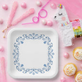 Blauwe rolgrens papieren bordje (Feest)