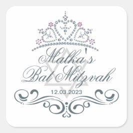 Blauwe rollen, Tiara, Ster van David Bat Mitzvah Vierkante Sticker
