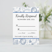 Blauwe Romance RSVP-kaart RSVP Kaartje (Staand voorkant)