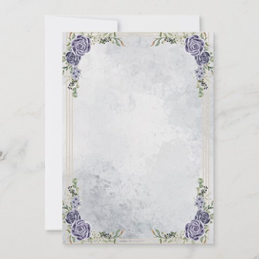 Blauwe Romantische Bloemen Huwelijksuitnodiging Kaart (Achterkant)