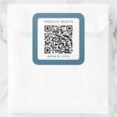 Blauwe romantische moderne minimalistische bruilof vierkante sticker (Tas)