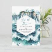 Blauwe romantische nautische bruiloft save the date (Staand voorkant)