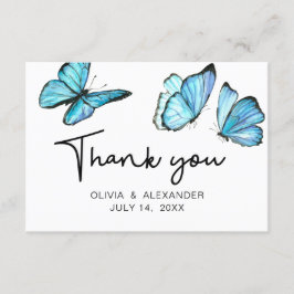 Blauwe romantische waterverf vlinders Hartelijk da Informatiekaartje