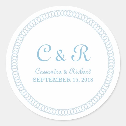 Blauwe rondcirkelende rondtrekkers ronde sticker (Voorkant)