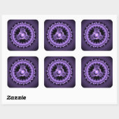 Blauwe ronde digitale versiering vierkante sticker (Vel)