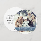 Blauwe Ronde Foto Vakantie Plat Kaart (Voorkant / Achterkant)