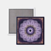 Blauwe ronde fractale mandala magneet (Voorkant / Achterkant)