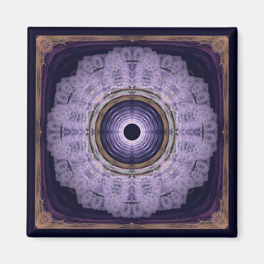 Blauwe ronde fractale mandala magneet (Voorkant)