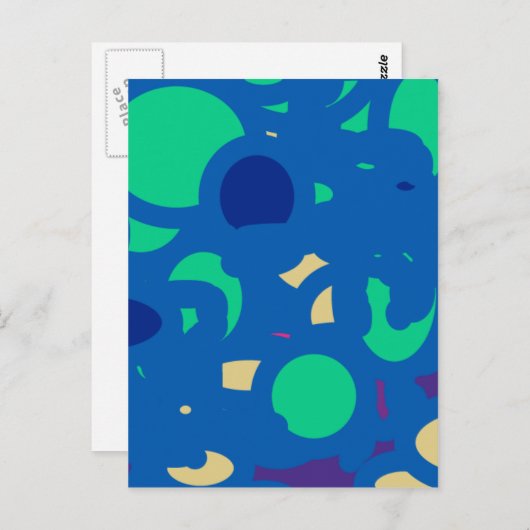 Blauwe Ronde Gelukkig Ge Lucky Briefkaart (Voorkant / Achterkant)