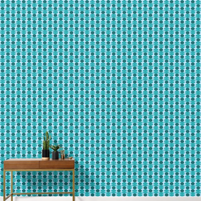 Blauwe Ronde Geometrische Behang (Hal)