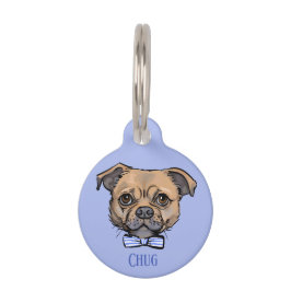 Blauwe ronde hond ID Label Naam Chug pug & Chihuah Huisdierpenning