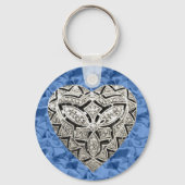 Blauwe ronde legant ontwerper hartkeychain sleutelhanger (Voorkant)