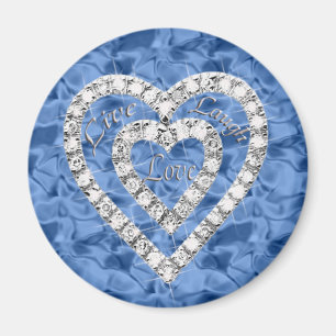 Blauwe Ronde Live Lach Liefde Diamant Hart Magneet