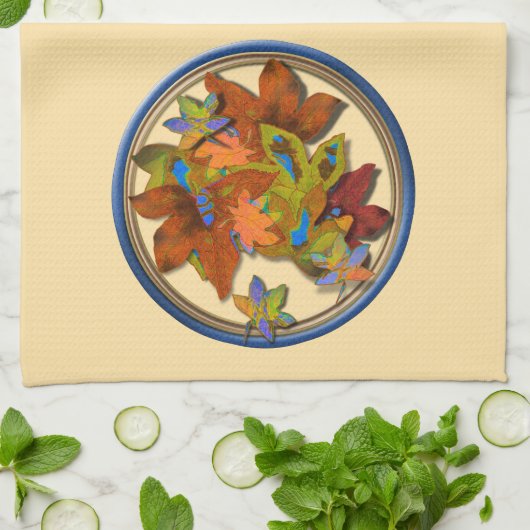 Blauwe, ronde ventilatoren theedoek (Gevouwen)