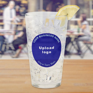 Blauwe Ronde Vorm Zakelijk Merk op Glas Beker