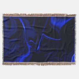 Blauwe rondingen en rimpelingen in donkerblauw afb deken