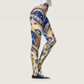 Blauwe roodbruin octopus Leggings (Rechts)