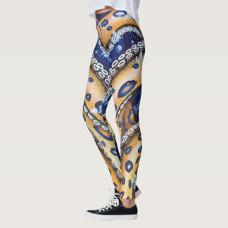 Blauwe roodbruin octopus Leggings