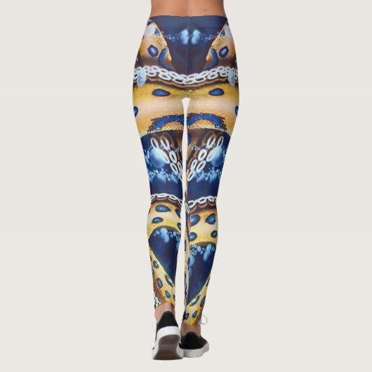 Blauwe roodbruin octopus Leggings (Achterkant)