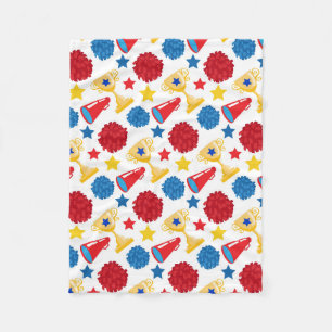 Blauwe roodgeel sterren Cheerleader Megafone Pom Fleece Deken