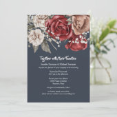 Blauwe roodroos waterverf bouquet  botanisch kaart (Staand voorkant)