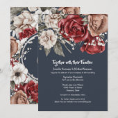 Blauwe roodroos waterverf bouquet  botanisch kaart (Voorkant / Achterkant)