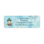 Blauwe roodrootkaars met Pinecones Return Etiket (Voorkant)