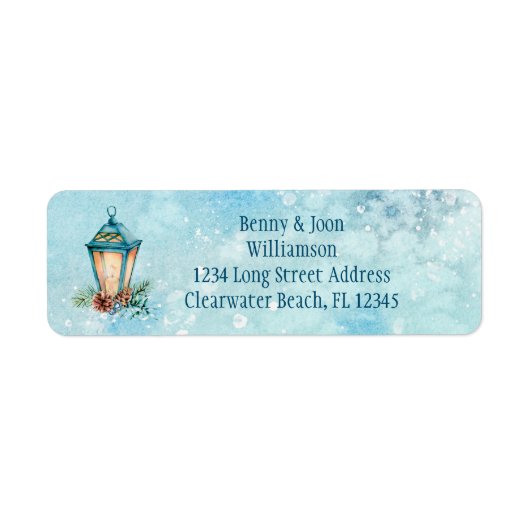 Blauwe roodrootkaars met Pinecones Return Etiket (Voorkant)