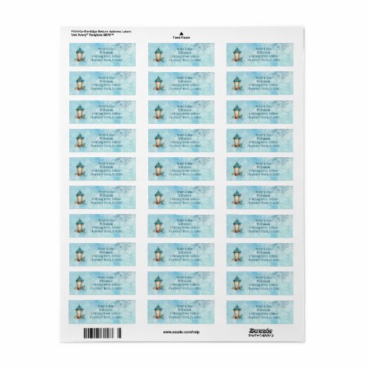 Blauwe roodrootkaars met Pinecones Return Etiket (Full Sheet)