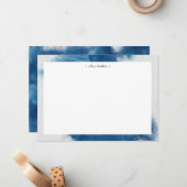 Blauwe rook effect monogram notitiekaartje (Voorkant / Achterkant in situ)