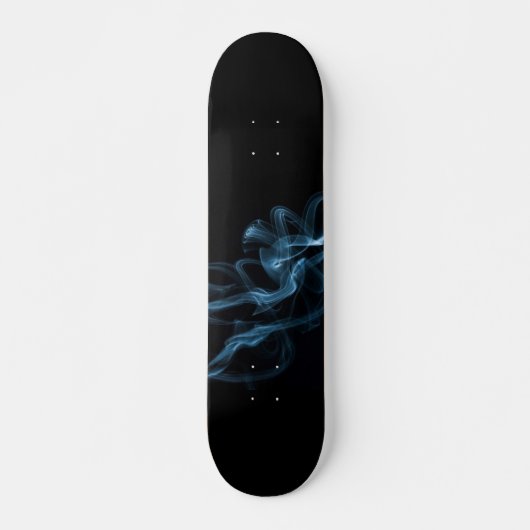 Blauwe Rook op Slank Zwart Persoonlijk Skateboard (Voorkant)