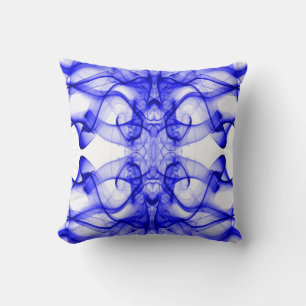 Blauwe rook symmetrische minimalistische witte kussen