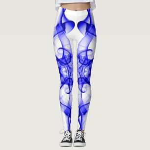 Blauwe rook symmetrische minimalistische witte leggings