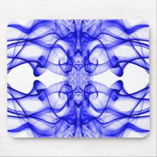 Blauwe rook symmetrische minimalistische witte muismat