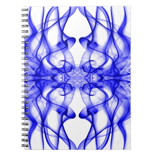Blauwe rook symmetrische minimalistische witte notitieboek (Voorkant)