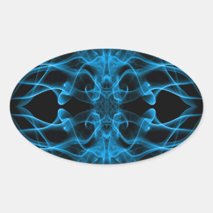 Blauwe rook symmetrische minimalistische zwarte ovale sticker