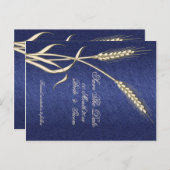 Blauwe room tarwe land "save the date" aankondigingskaart (Voorkant / Achterkant)