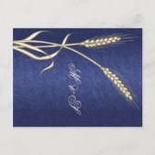 Blauwe room tarwe land "save the date" aankondigingskaart (Achterkant)