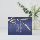 Blauwe room tarwe land "save the date" aankondigingskaart (Staand voorkant)