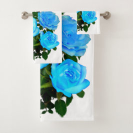 Blauwe roos blauwe bloemen bad handdoek