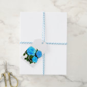 Blauwe roos blauwe bloemen cadeaulabel (Met Touw)