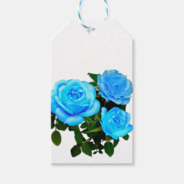 Blauwe roos blauwe bloemen cadeaulabel