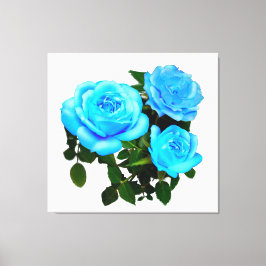 Blauwe roos blauwe bloemen canvas afdruk