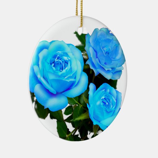 Blauwe roos blauwe bloemen keramisch ornament (Rechts)