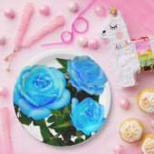 Blauwe roos blauwe bloemen papieren bordje (Feest)