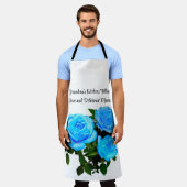 Blauwe roos blauwe bloemen schort (Gedragen)