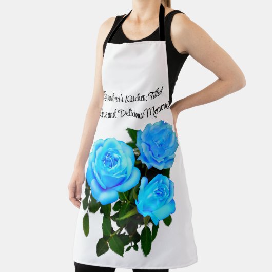 Blauwe roos blauwe bloemen schort (Insitu)