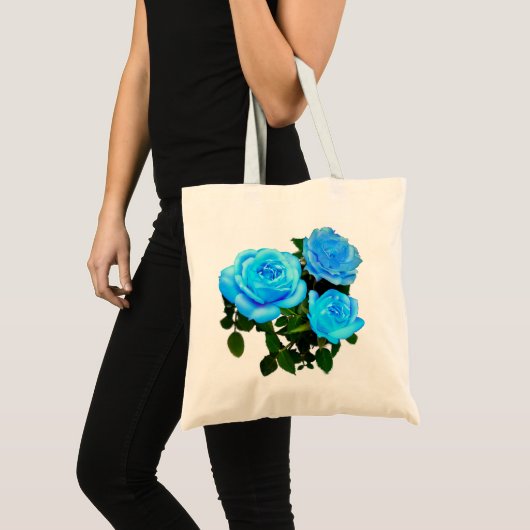Blauwe roos blauwe bloemen tote bag (Voorkant (product))