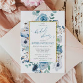 Blauwe Roos bloemen Bridal Shower Uitnodiging
