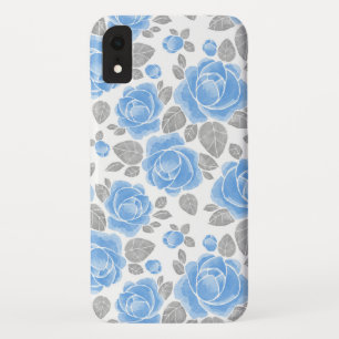 Blauwe roos bloemen. Waterverf patroon Case-Mate iPhone Case